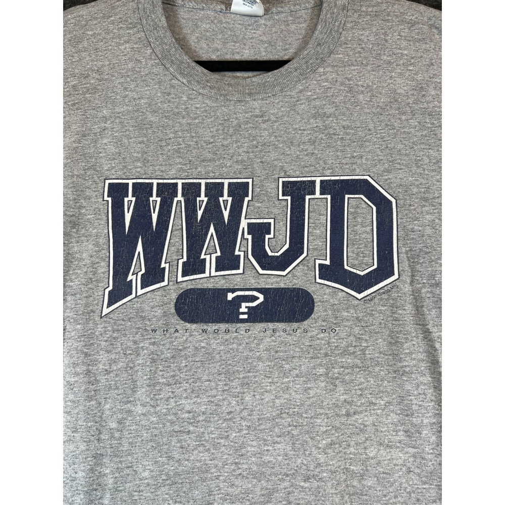 VTG 90s WWJD What Would Jesus Do T Shirt Mens XL Christian 1990s USA Graphic Tee